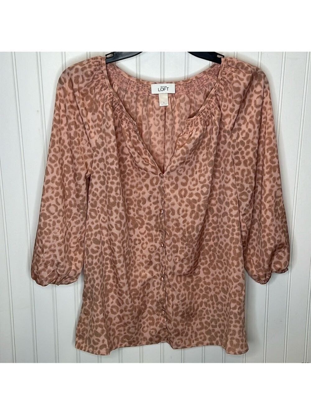 - Ann Taylor Loft Peasant Button Up Blouse Size Small